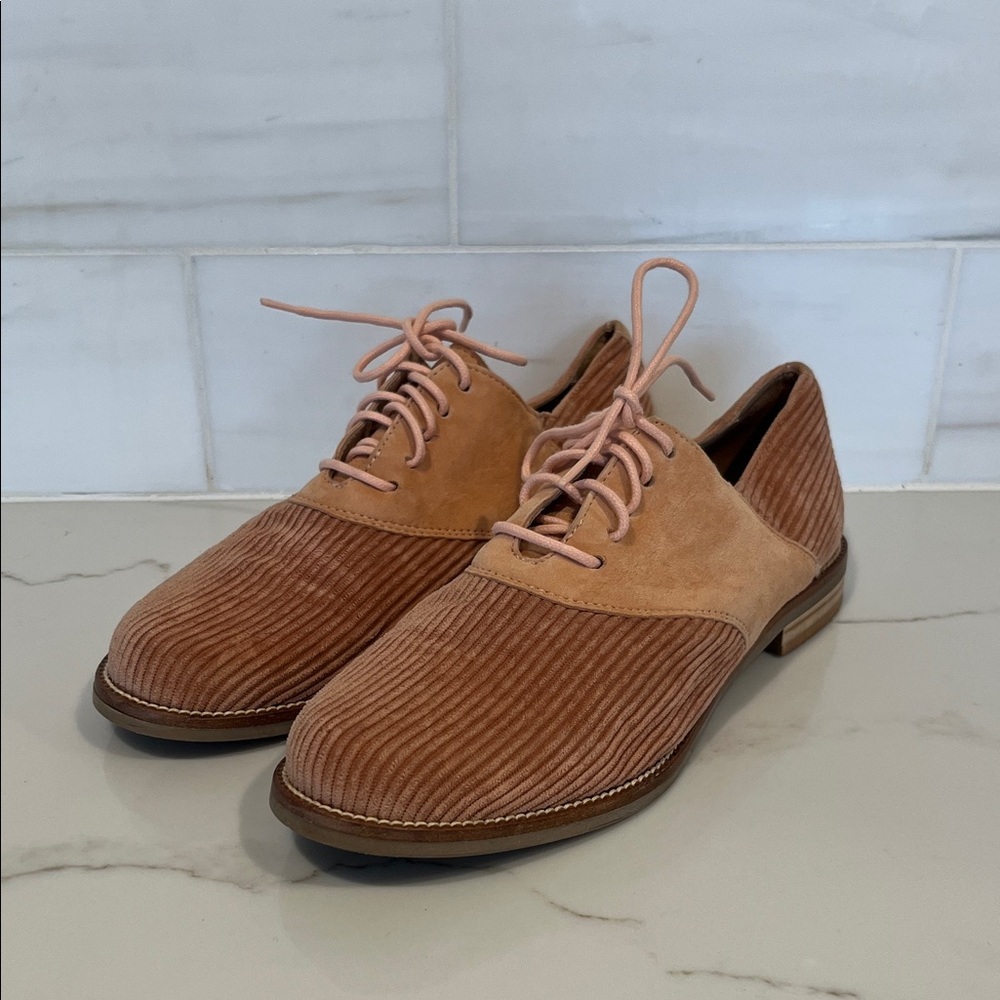 Anthropologie Blush Pink Corduroy Oxford Loafers Spain Sz 39 US 8.5 - Picture 3 of 12